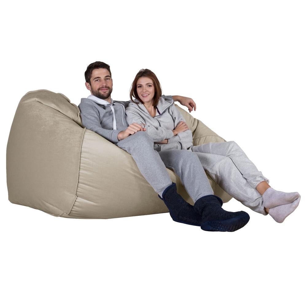 LOUNGE PUG, Grote Zitzak Bank, Slaapbank, Fluweel Mink