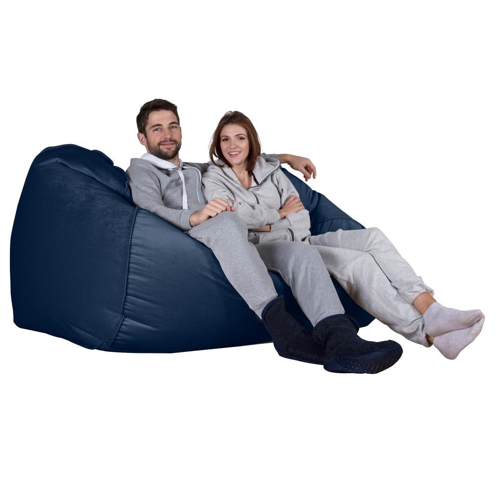 LOUNGE PUG, Grote Zitzak Bank, Slaapbank, Fluweel Marineblauw