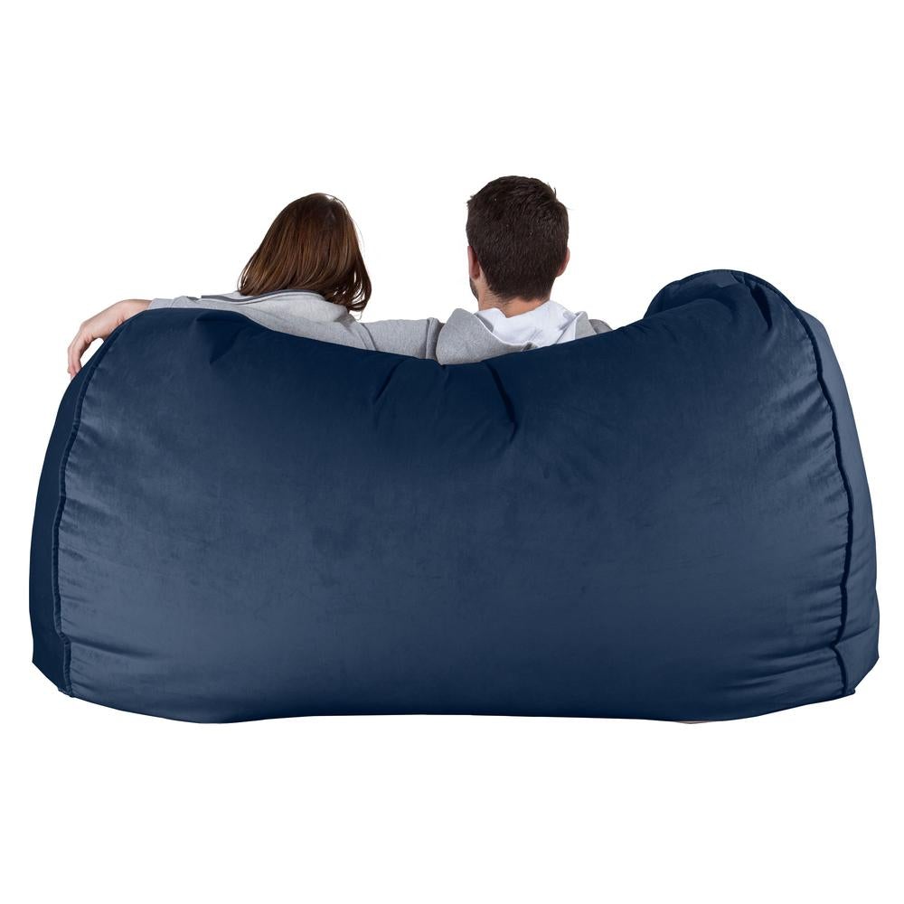 LOUNGE PUG, Grote Zitzak Bank, Slaapbank, Fluweel Marineblauw