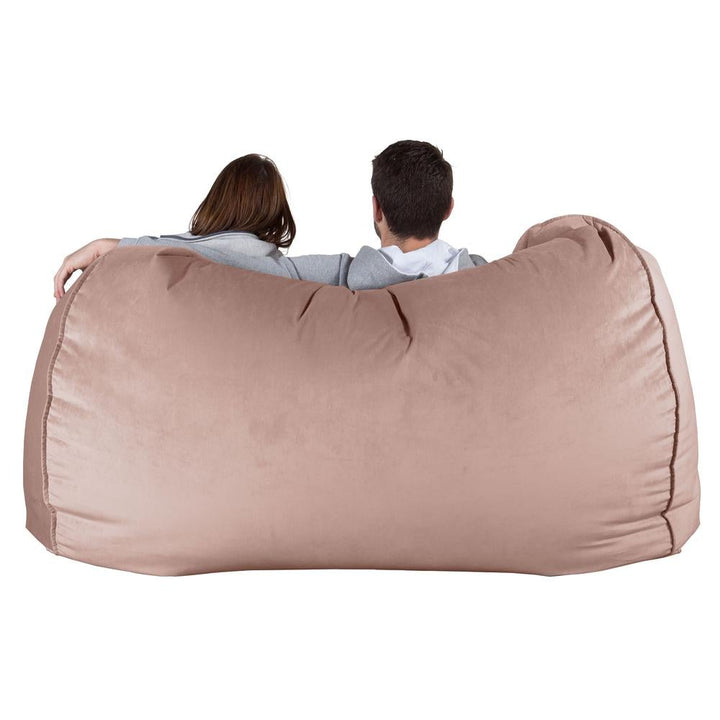 LOUNGE PUG, Grote Zitzak Bank, Slaapbank, Fluweel Roze