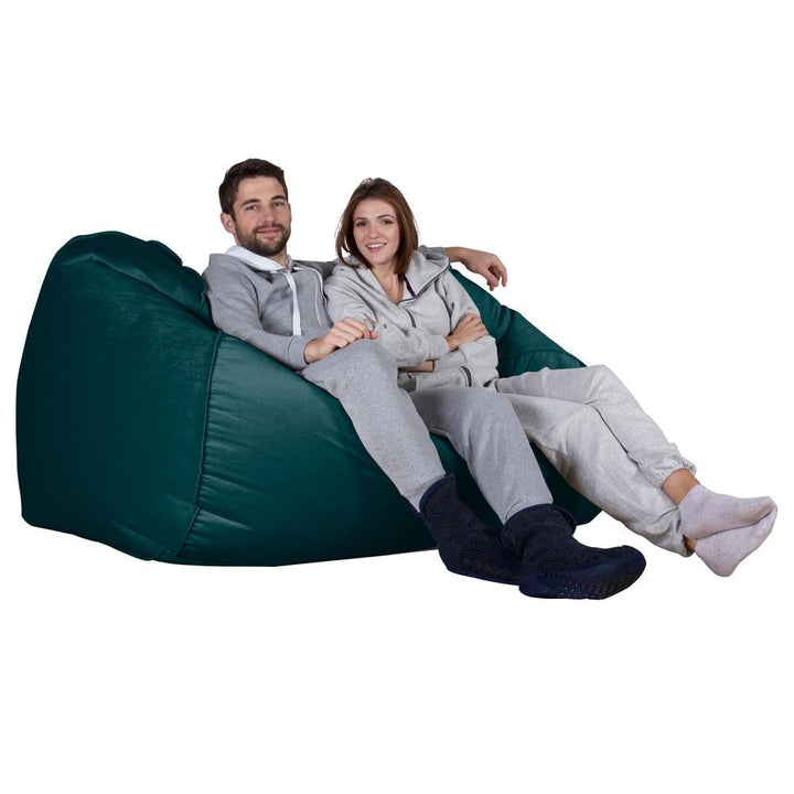 LOUNGE PUG, Grote Zitzak Bank, Slaapbank, Fluweel Petrol