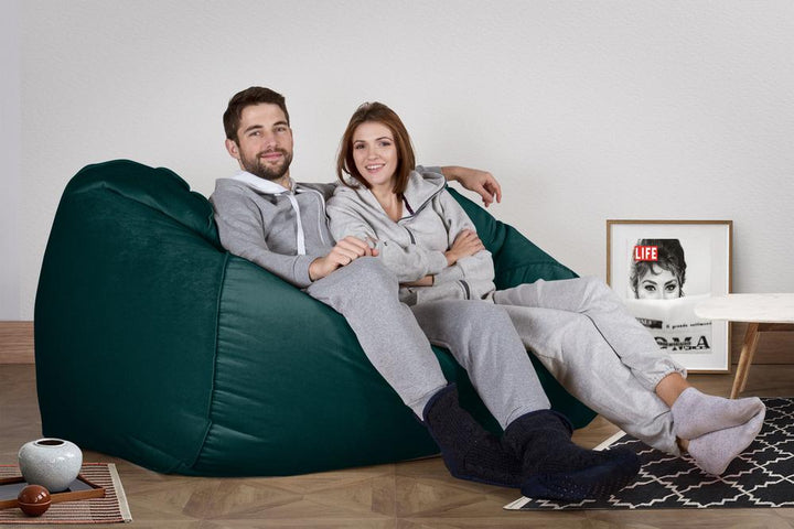 LOUNGE PUG, Grote Zitzak Bank, Slaapbank, Fluweel Petrol