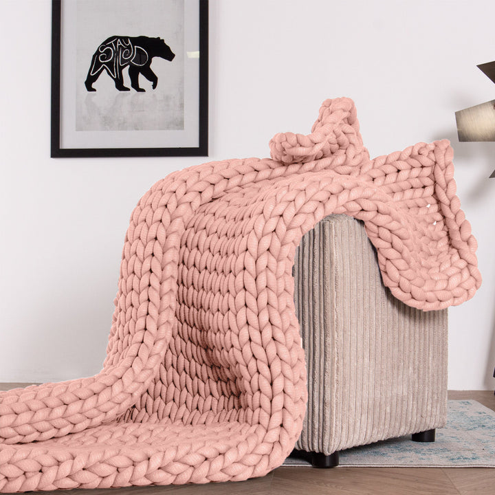 Lounge Pug - Verzwaarde Deken voor Volwassenen - Grof Gebreid Stoffig Roze - 5 KG 135 x 150 cm