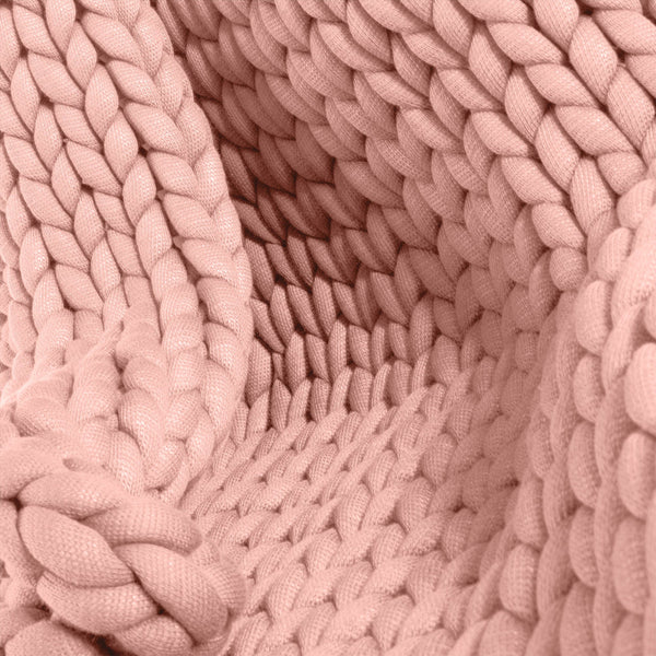 Verzwaarde Deken voor Volwassenen - Grof Gebreid Stoffig Roze Fabric Close-up Image