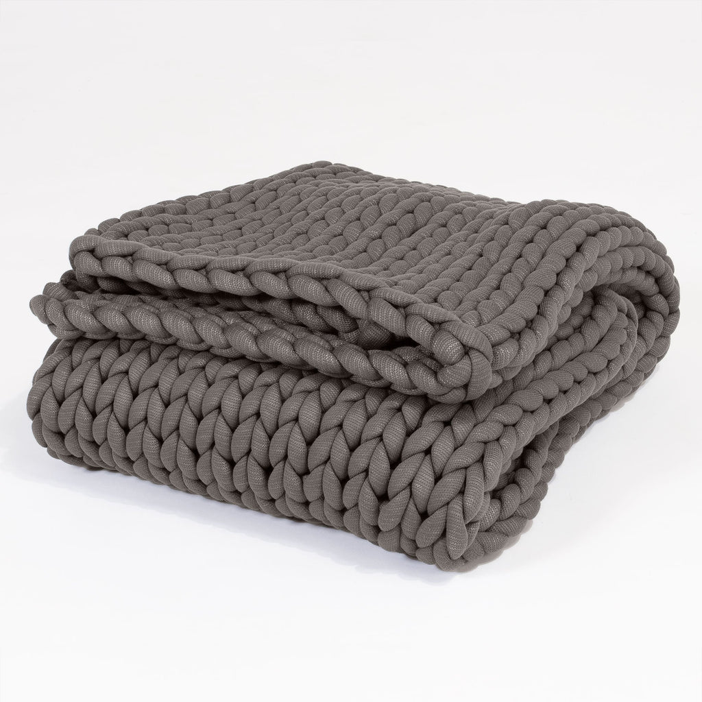 Lounge Pug - Verzwaarde Deken voor Volwassenen - Grof Gebreid Grijs - 5 KG 135 x 150 cm