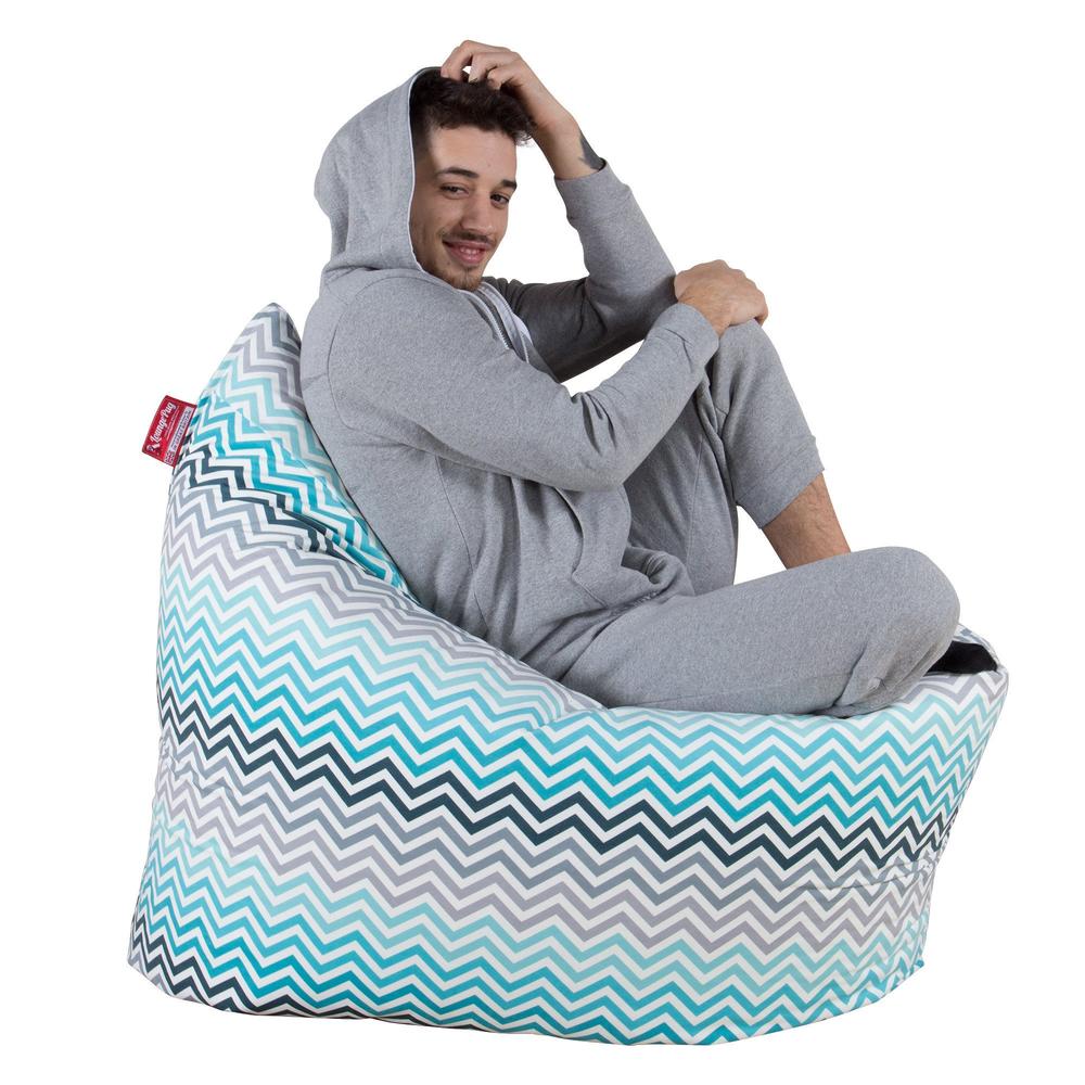 LOUNGE PUG - Zitzak XXL - Vloerkussen Poef - Geometrische Afdruk Chevron  Petrol