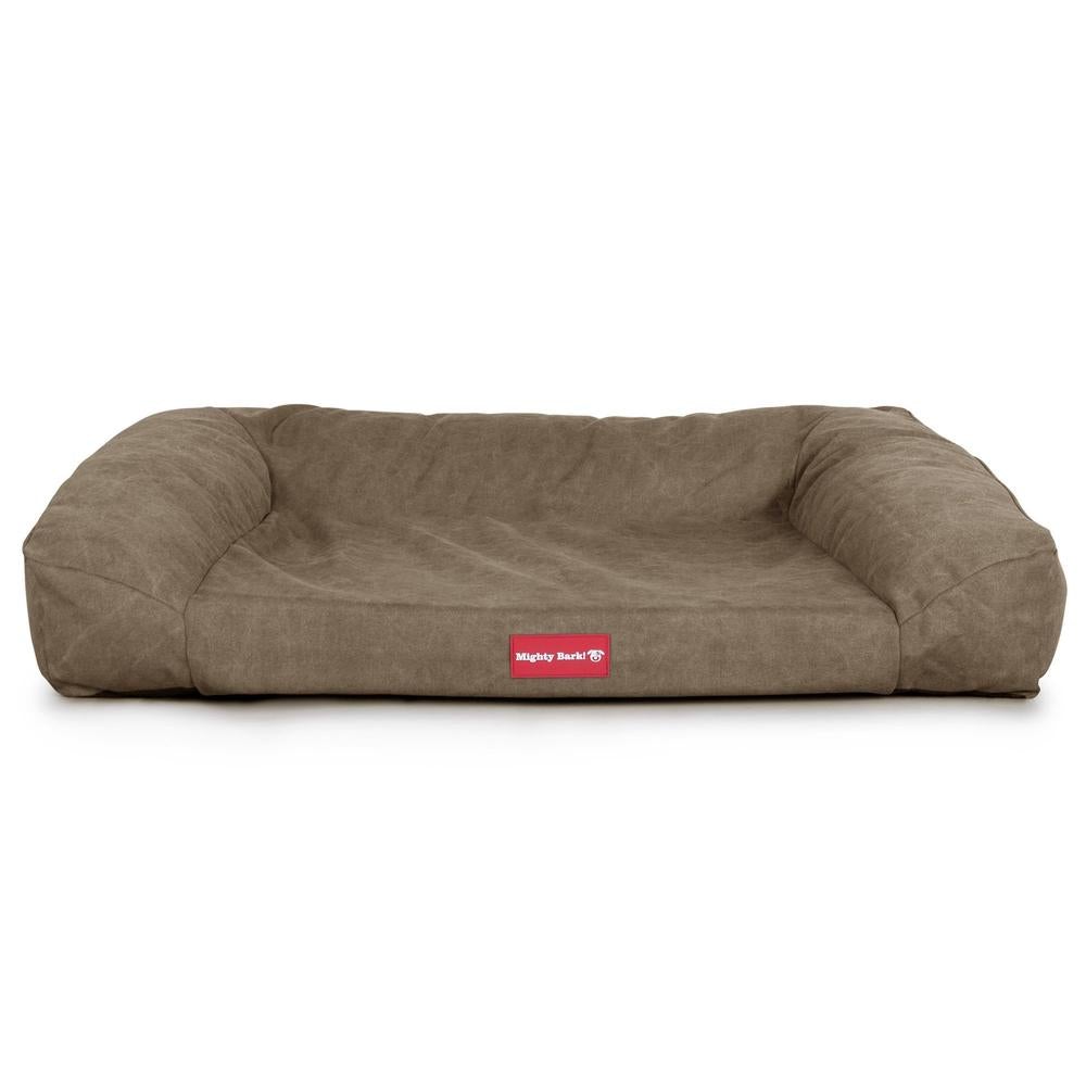 "De Slaapbank Van Mighty-Bark", Orthopedisch Hondenbank, Hondenbed, Hondenmand, Klein, Groot, XXL, Stonewashed Kaki