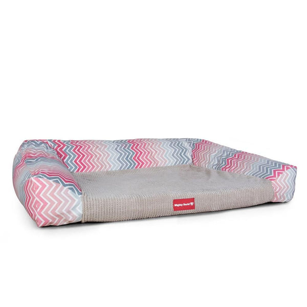 "De Slaapbank Van Mighty-Bark", Orthopedisch Hondenbank, Hondenbed, Hondenmand, Klein, Groot, XXL, Geometrische Afdruk Roze