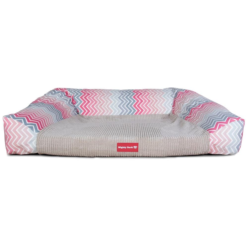 "De Slaapbank Van Mighty-Bark", Orthopedisch Hondenbank, Hondenbed, Hondenmand, Klein, Groot, XXL, Geometrische Afdruk Roze