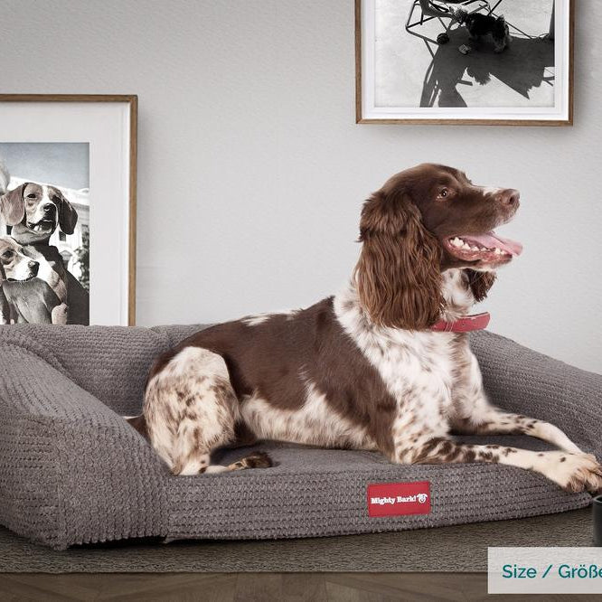 "De Slaapbank Van Mighty-Bark", Orthopedisch Hondenbank, Hondenbed, Hondenmand, Klein, Groot, XXL, Pompom Antraciet