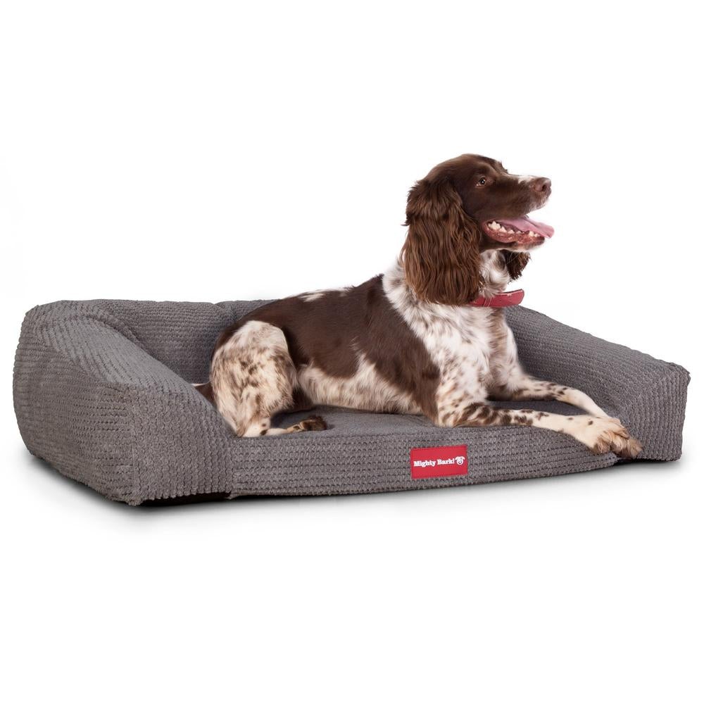 "De Slaapbank Van Mighty-Bark", Orthopedisch Hondenbank, Hondenbed, Hondenmand, Klein, Groot, XXL, Pompom Antraciet