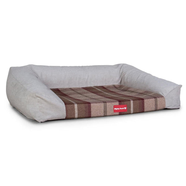 "De Slaapbank Van Mighty-Bark", Orthopedisch Hondenbank, Hondenbed, Hondenmand, Klein, Groot, XXL, Schotse ruit Mulberry