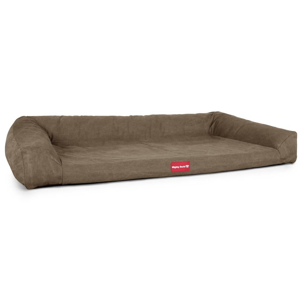 "De Slaapbank Van Mighty-Bark", Orthopedisch Hondenbank, Hondenbed, Hondenmand, Klein, Groot, XXL, Stonewashed Kaki