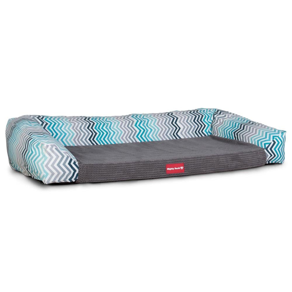 "De Slaapbank Van Mighty-Bark", Orthopedisch Hondenbank, Hondenbed, Hondenmand, Klein, Groot, XXL, Geometrische Afdruk Blauw