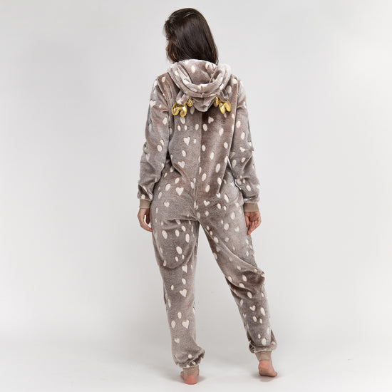 Animal Fleece-onesie voor Dames - Rendierprint 05