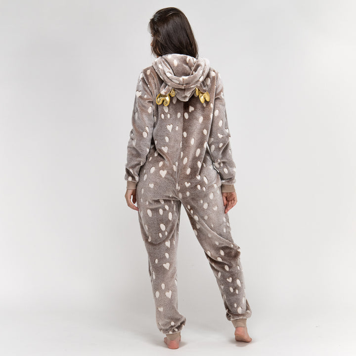 Animal Fleece-onesie voor Dames - Rendierprint 05