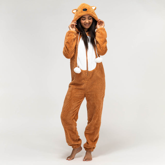 Animal Fleece-onesie voor Dames - Vos 01