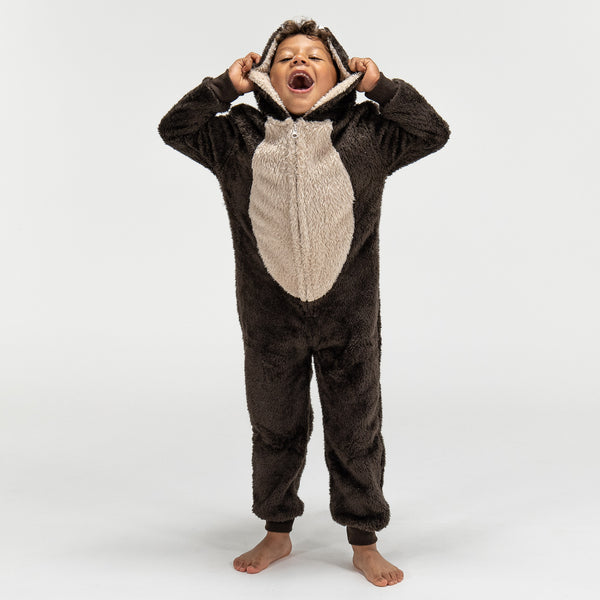 Animal Fleece-onesie voor Kinderen - Beer Fabric Close-up Image