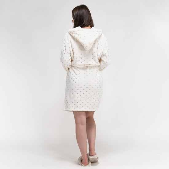 Fleece Badjas Dames - Ster Crème 06
