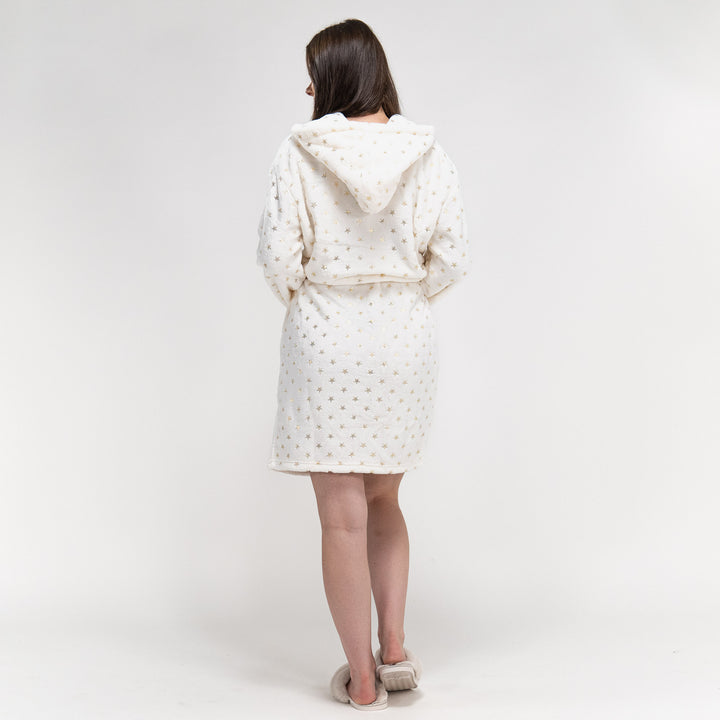 Fleece Badjas Dames - Ster Crème 06