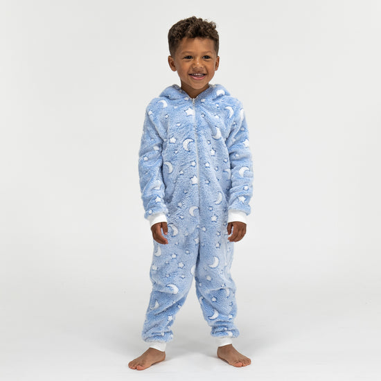 Fleece-onesie voor Kinderen - Maan en Sterren 01