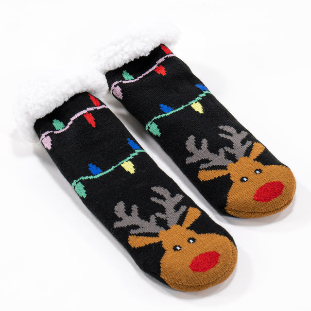 Fleece Pantoffel Sokken Heren - Rendier 01