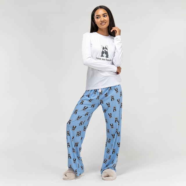 Jersey Dames Pyjama - Frenchie-slogan 01