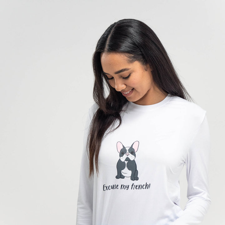 Jersey Dames Pyjama - Frenchie-slogan 02