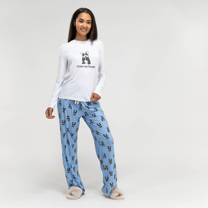Jersey Dames Pyjama - Frenchie-slogan 03