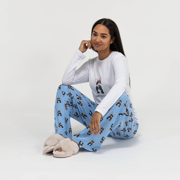Jersey Dames Pyjama - Frenchie-slogan 06