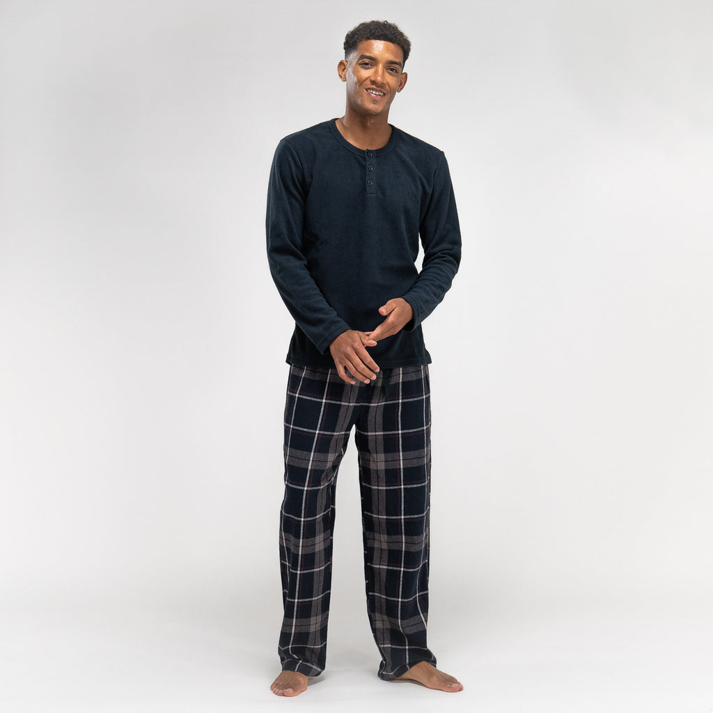 Heren Pyjama - Ruit Marineblauw 01