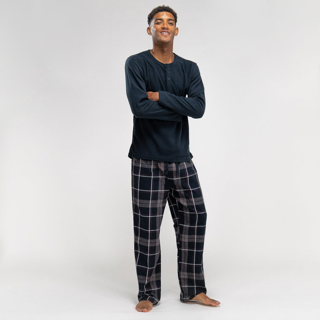 Heren Pyjama - Ruit Marineblauw 02