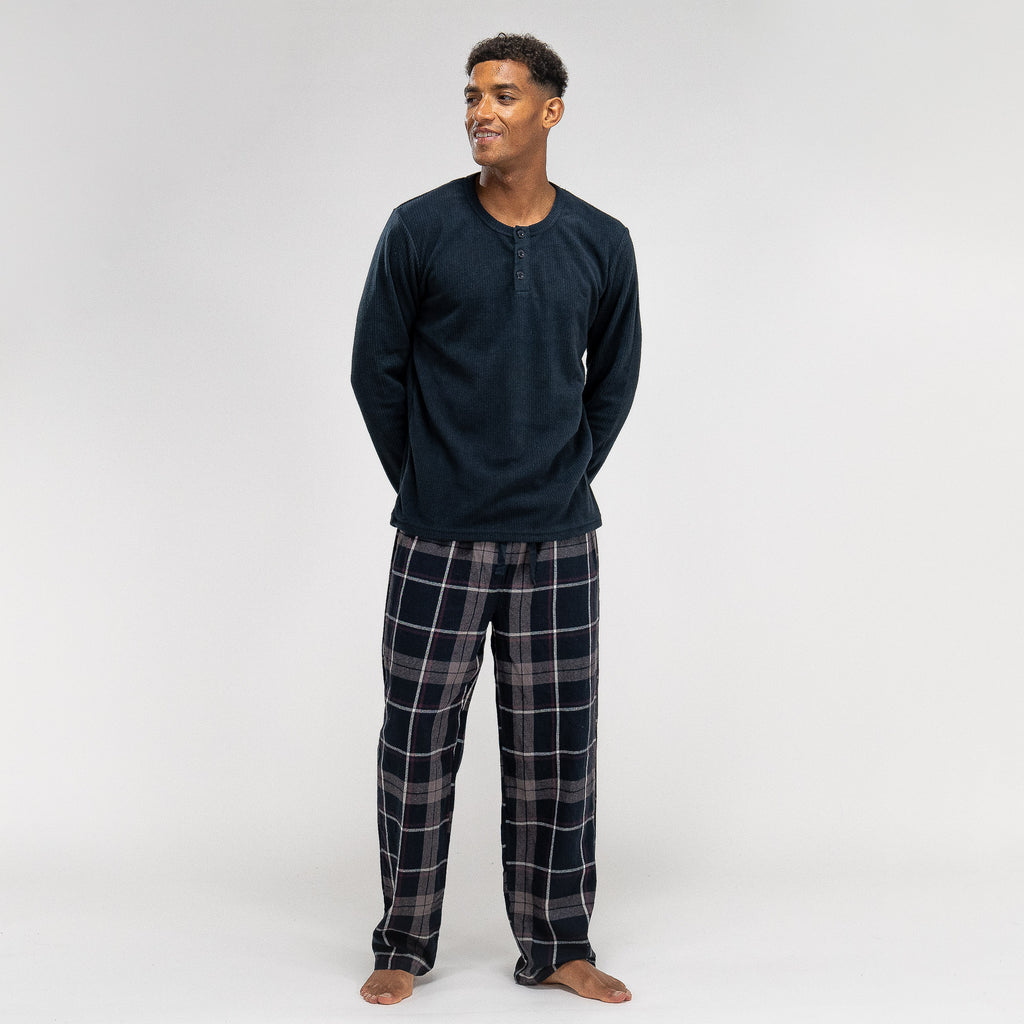 Heren Pyjama - Ruit Marineblauw 03