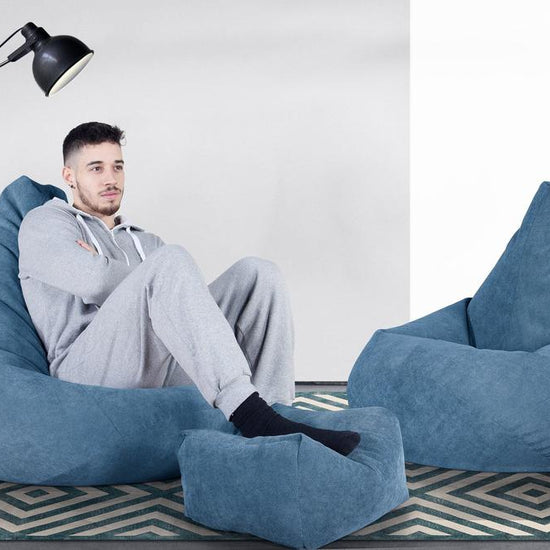 LOUNGE PUG - Zitzak Gaming Stoel - Fauteuil Poef - Wafelstof Petrol