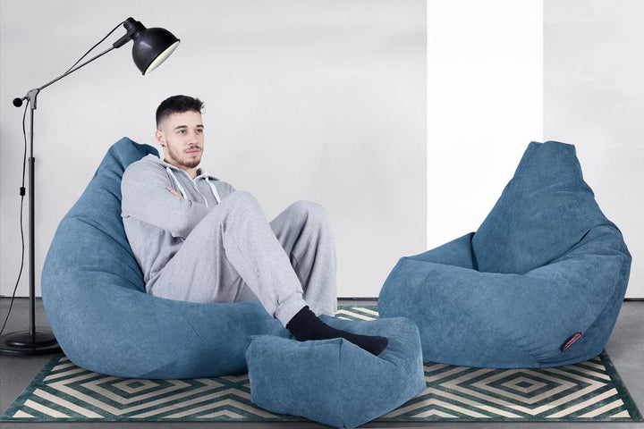 LOUNGE PUG - Zitzak Gaming Stoel - Fauteuil Poef - Wafelstof Petrol