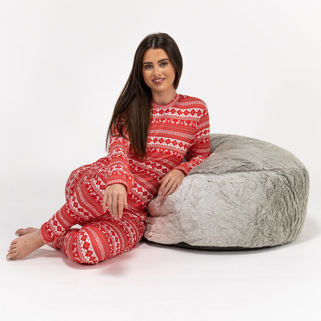 Jersey Dames Pyjama - Rode Fairisle-print 04