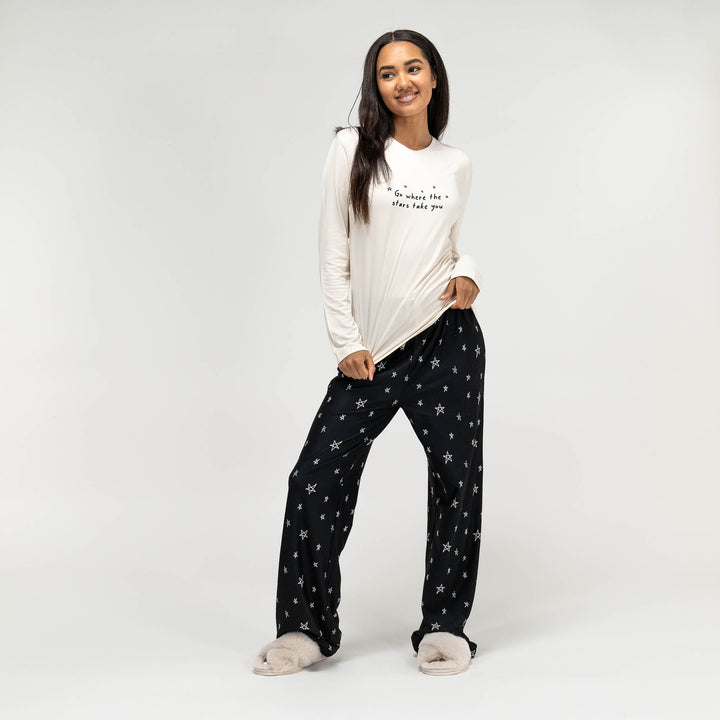 Jersey Dames Pyjama - Stars-slogan 01