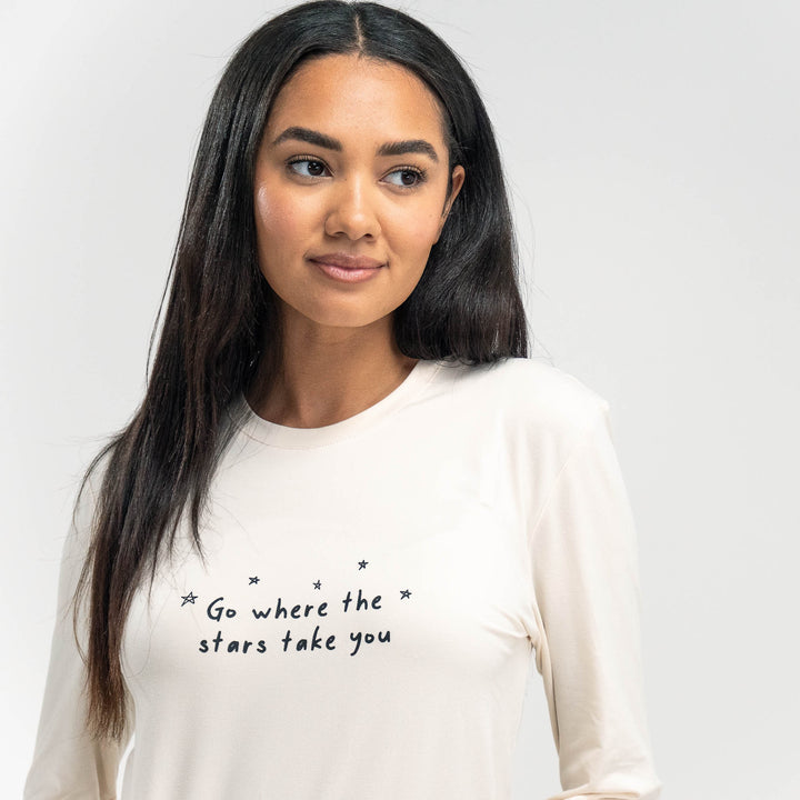 Jersey Dames Pyjama - Stars-slogan 02