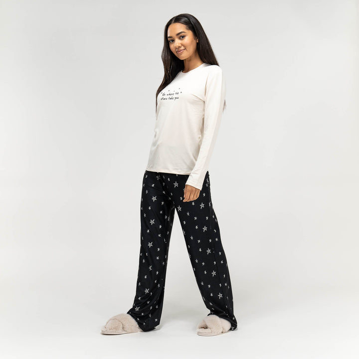 Jersey Dames Pyjama - Stars-slogan 03