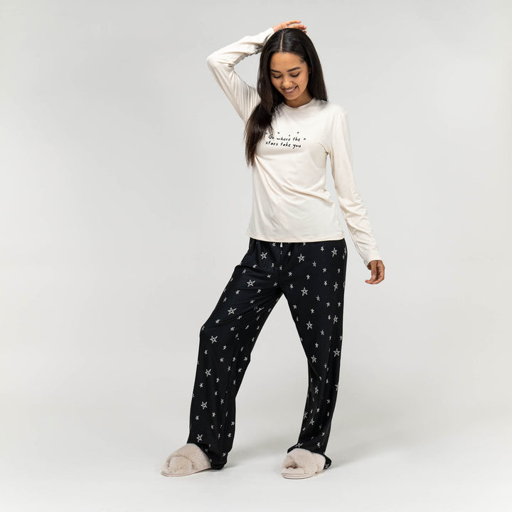 Jersey Dames Pyjama - Stars-slogan 04