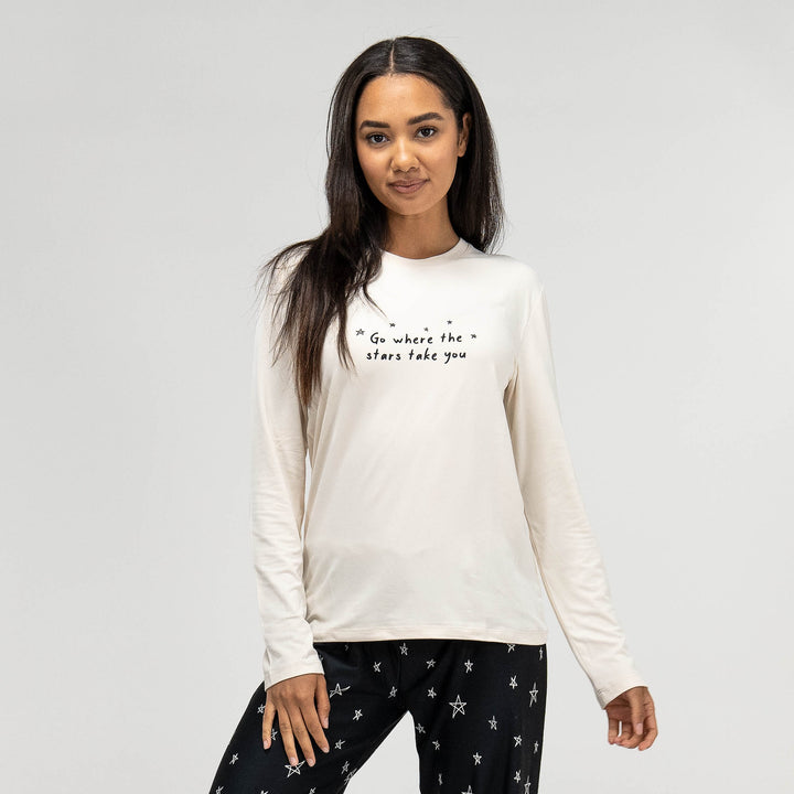 Jersey Dames Pyjama - Stars-slogan 06