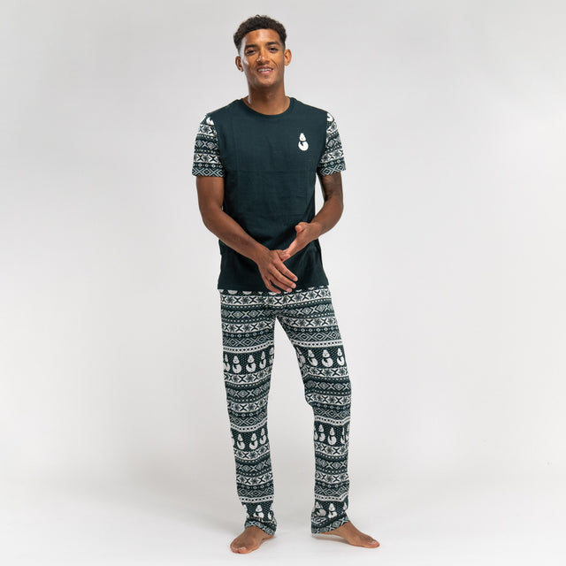 Jersey Heren Pyjama - Groen Fairisle-print 01