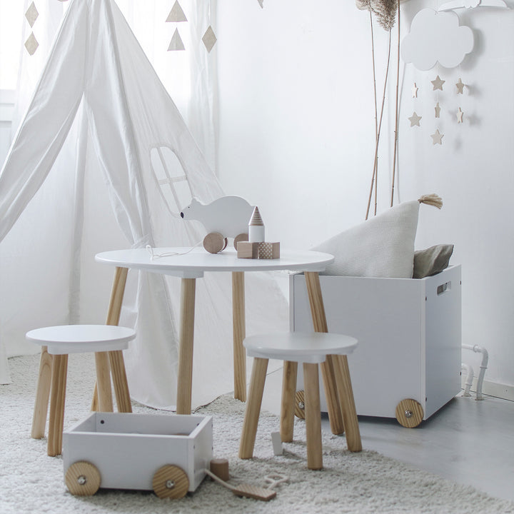 Kindertafel- en Krukset - Wit 03