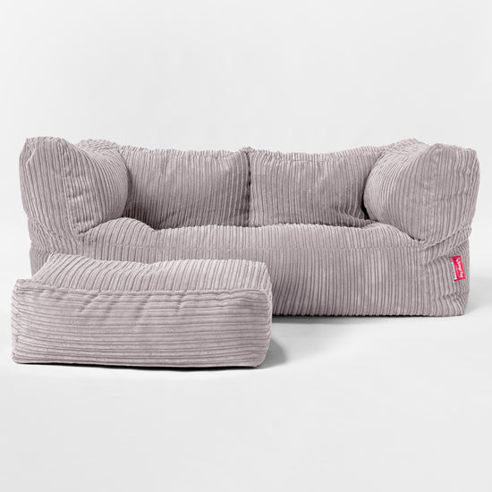 Albert 2-zitsbank Zitzak - Corduroy Aluminium Zilver 02