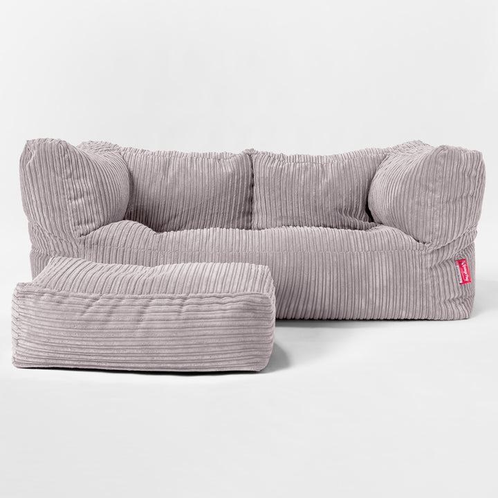 Albert 2-zitsbank Zitzak - Corduroy Aluminium Zilver 02