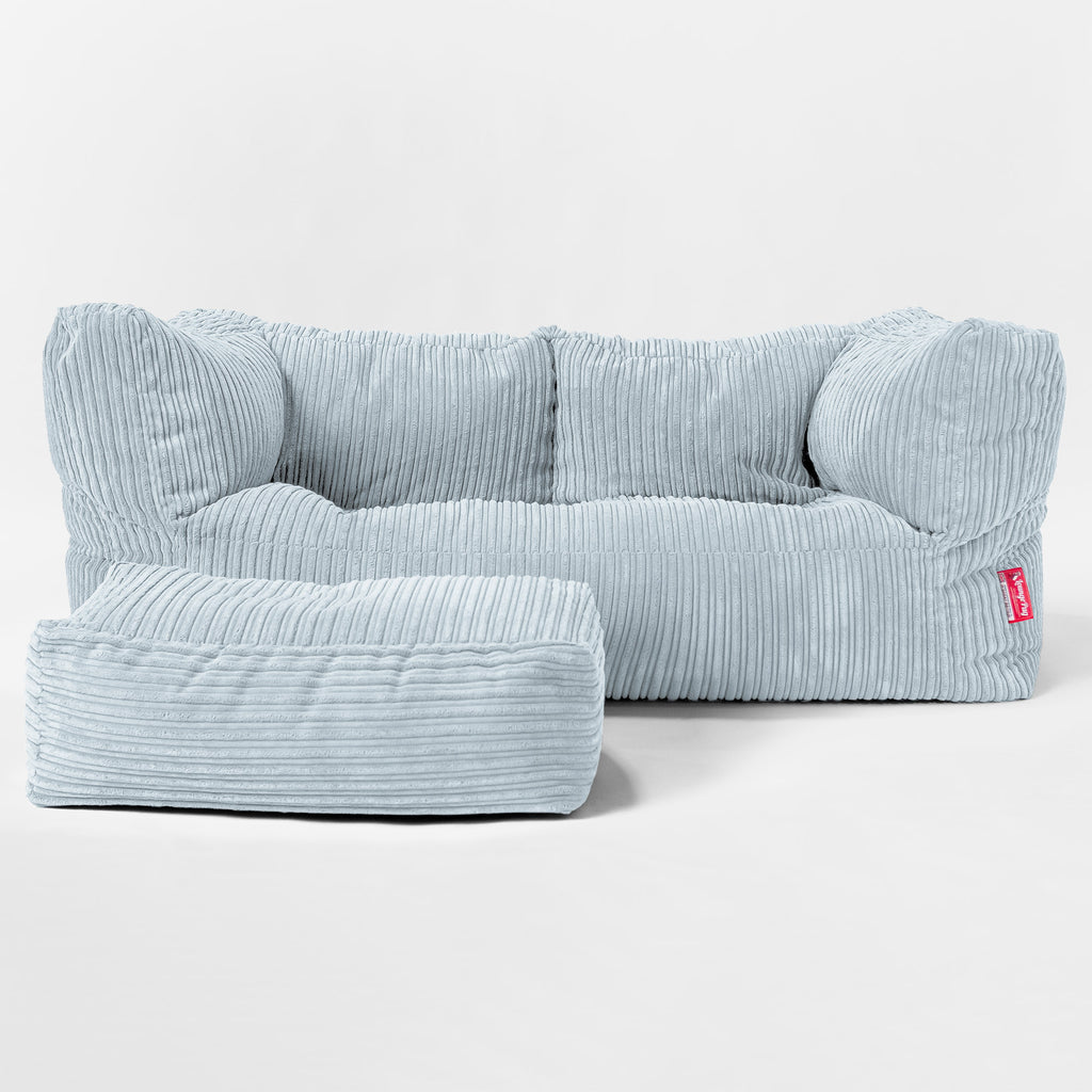 The Albert' 2-zitsbank Zitzak - Corduroy Baby Blauw 02
