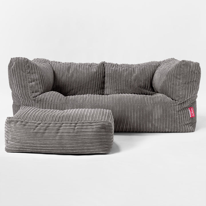 Albert' 2-zitsbank Zitzak - Corduroy Graphite Grijs 02