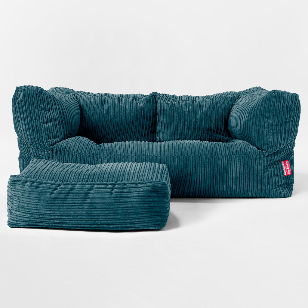'The Albert' 2-zitsbank Zitzak - Corduroy Teal 02