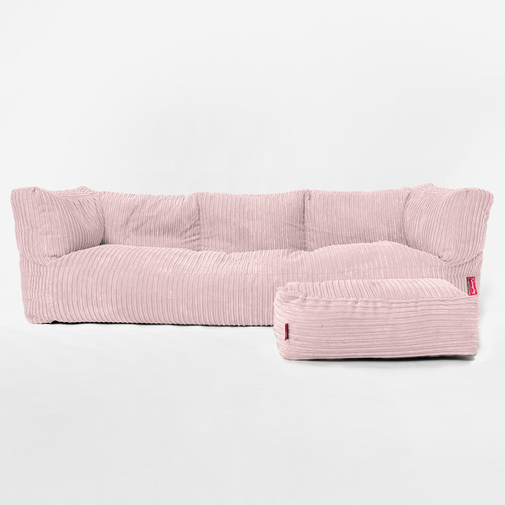 The Albert' 3-zitsbank Zitzak - Corduroy Blozen Roze 02