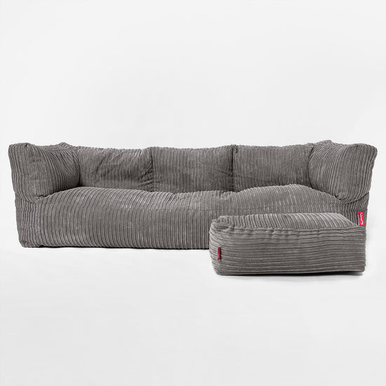 Albert' 3-zitsbank Zitzak - Corduroy Graphite Grijs 02